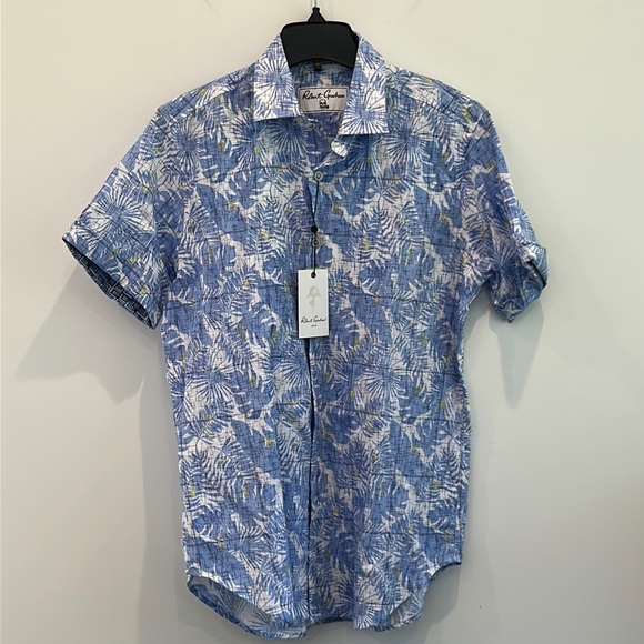 NEW Robert Graham Linen/Cotton SS Button Front Shirt - Picture 1 of 9